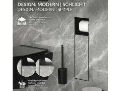 LuxeBath Módulo de armario empotrado para baño de acero inoxidable mate 60x20x10 cm con escobilla WC nicho de pared alicatable oculto encastrado Negro Hot