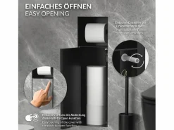 LuxeBath Módulo de armario empotrado para baño de acero inoxidable mate 60x20x10 cm con escobilla WC nicho de pared alicatable oculto encastrado Negro Hot
