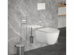 LuxeBath Módulo de armario empotrado para baño de acero inoxidable 60x20cm con tapa y escobilla WC nicho pared alicatable oculto encastrado Plateado Online