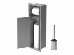 Módulo de armario empotrado para baño de acero inoxidable 60x20x10 cm con escobilla WC nicho de pared alicatable oculto encastrado^LuxeBath Clearance