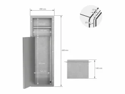 Módulo de armario empotrado para baño de acero inoxidable 60x20x10 cm con escobilla WC nicho de pared alicatable oculto encastrado^LuxeBath Clearance