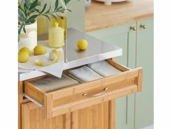 Luxus-Carrito de cocina con piso de acero, estantería de cocina,carrito de servir de bambú de alta calidad L66xP45xA90cm,FKW13-N ES^Sobuy Hot