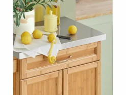 Luxus-Carrito de cocina con piso de acero, estantería de cocina,carrito de servir de bambú de alta calidad L66xP45xA90cm,FKW13-N ES^Sobuy Hot