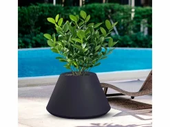 Jarrón|Maceta cónica redonda de resina Stromboli antracita para plantas de interior y exterior, 60 x 35 cm