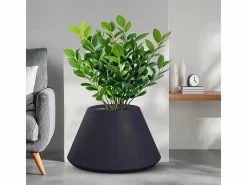 Jarrón|Maceta cónica redonda de resina Stromboli antracita para plantas de interior y exterior, 60 x 35 cm