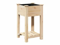 Maceta para Jardín | Jardinera | Macetero con estante 45 x 45 x 76.5 cm Beige Outlet