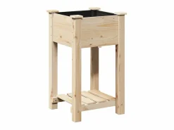 Maceta para Jardín | Jardinera | Macetero con estante 45 x 45 x 76.5 cm Beige Outlet