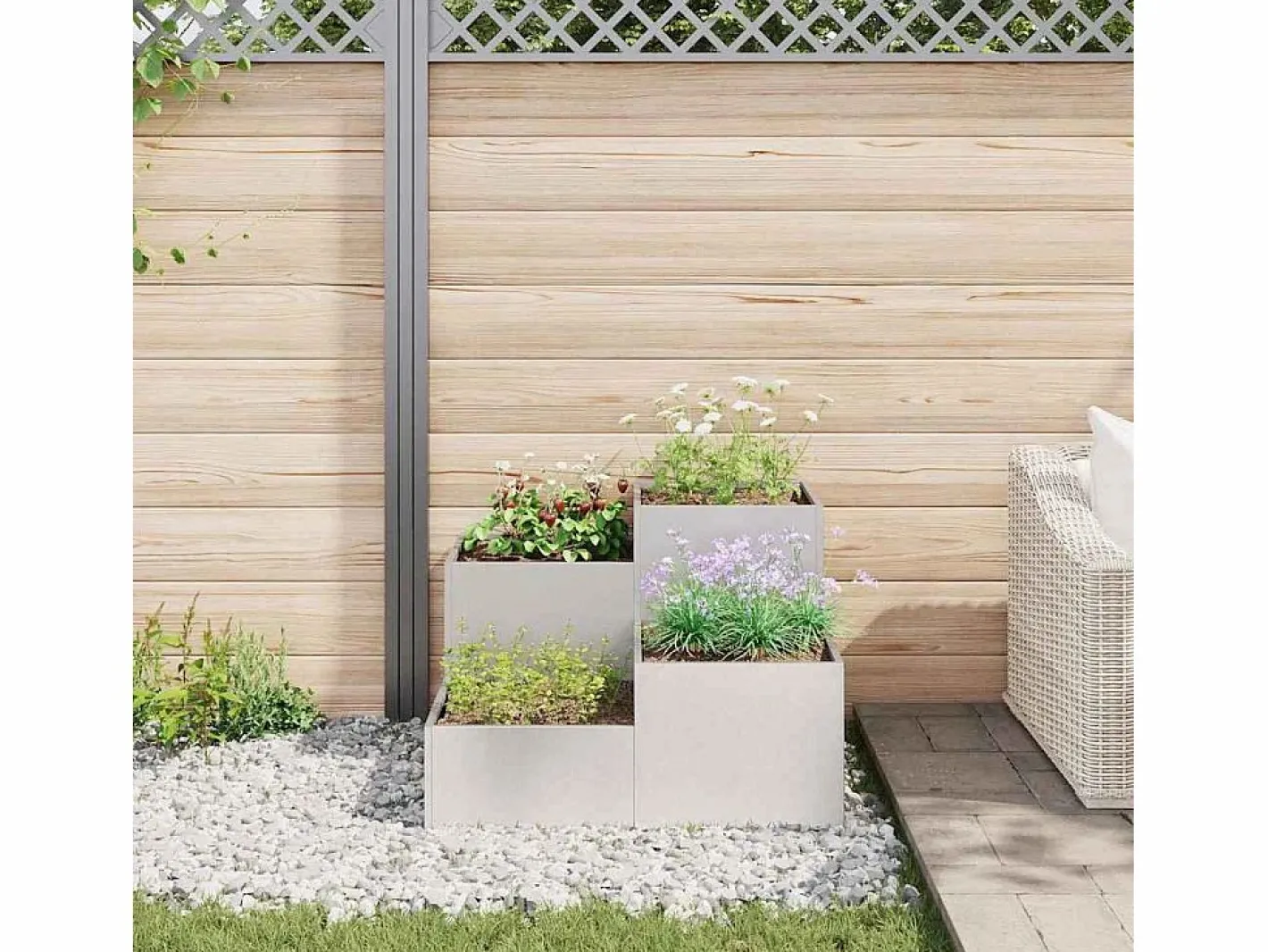 Maceta para Jardín | Jardinera | Macetero 80 x 80 x 60 cm Acero inoxidable^ Discount