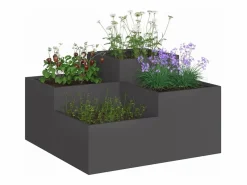 Maceta para Jardín | Jardinera | Macetero 100 x 100 x 48 cm Acero Negro Clearance