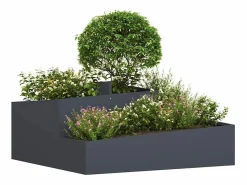 Maceta para Jardín | Jardinera | Macetero Antracita 100 x 100 x 50 cm Acero^ Best