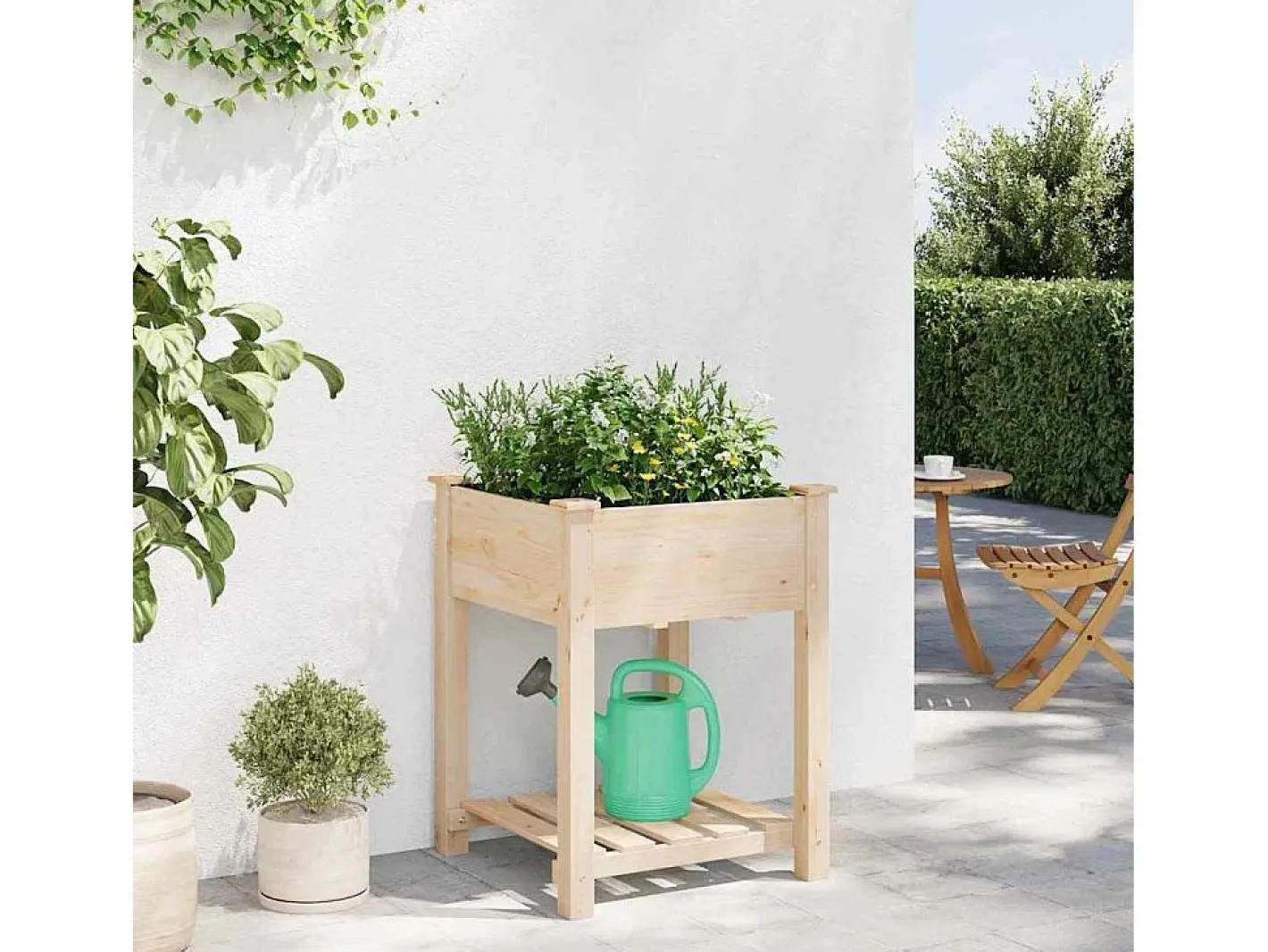 Jardinera|Maceta para Jardín | Jardinera | Macetero con estante 60.5 x 60 x 76.5 cm