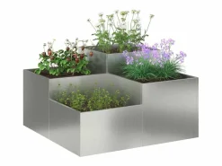 Maceta para Jardín | Jardinera | Macetero 100 x 100 x 48 cm Acero galvanizado Plateado Hot