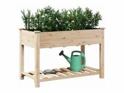 Maceta para Jardín | Jardinera | Macetero con estante 115 x 59 x 76.5 cm Beige New