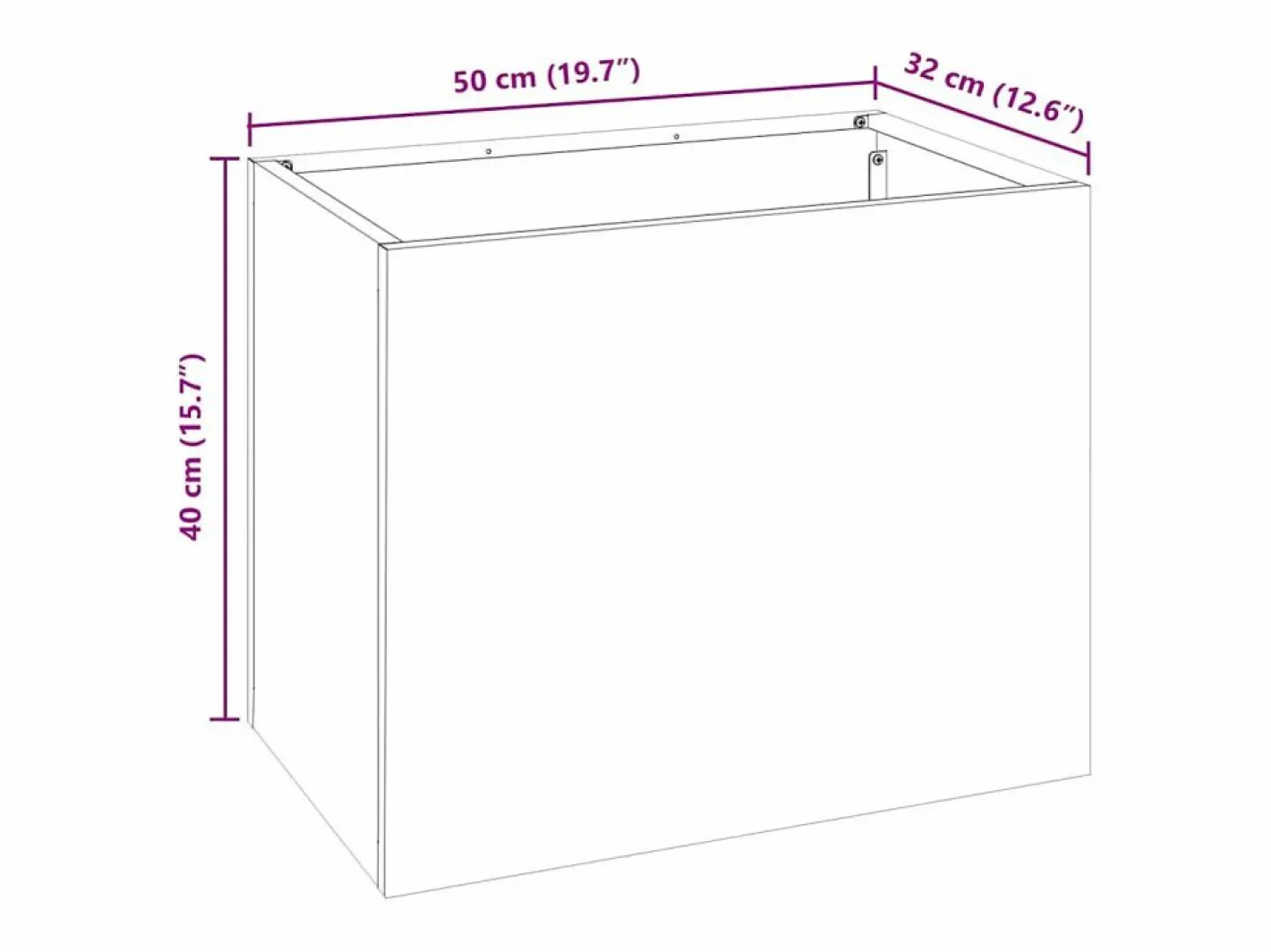 Maceta para Jardín | Jardinera | Macetero 50 x 32 x 40 cm Acero inoxidable^ Hot