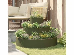 Maceta para Jardín | Jardinera | Macetero oliva 90 x 90 x 20 cm Acero Verde Discount