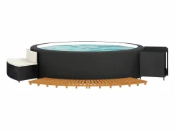 Maison Exclusive Borde bañera hidromasaje madera acacia y ratán sintético^ Hot