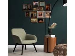 Moloo Sillón Escandinavo|MALMO-Sillón de madera negra y tela Trendy Sauge