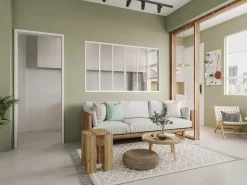 Vente-unique Mampara corredera de cristal RAVENA en cristal templado y aluminio con recubrimiento de polvo , 180x105 cm Blanco Discount