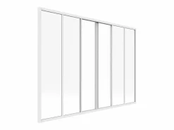 Vente-unique Mampara corredera de cristal RAVENA en cristal templado y aluminio con recubrimiento de polvo , 180x130 cm Blanco Clearance