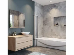 Mampara de bañera 5 hojas plegables-vidrio templado 4mm perfil gris mate-(1193-1203)x1400mm^Aica Discount