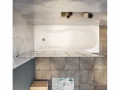 Mampara de bañera 5 hojas plegables-vidrio templado 4mm perfil gris mate-(1193-1203)x1400mm^Aica Discount