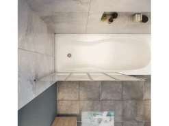 Mampara de bañera 4 hojas plegables vidrio templado 4mm perfil gris mate (990-1000)x1400mm^Aica Sale