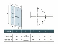 Mampara de bañera abatible-cristal templado 6 mm con 2 repisas y un toallero-(1195-1200)x1400mm^Aica Online