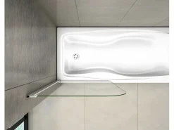 Mampara de bañera abatible-cristal templado 4mm con perfil gris mate-(790-800)x1400mm^Aica Hot