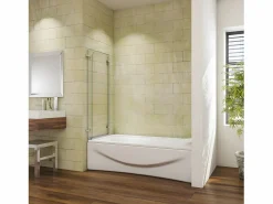 Aica Mampara De Bañera|Mampara de bañera abatible giratoria bisagra 2 hojas cristal templado 5 mm 1200x1400mm