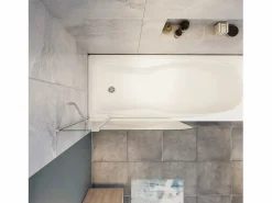 Aica Mampara de bañera abatible-cristal templado 4mm con perfil gris mate-(1090-1100)x1400mm Transparente Hot
