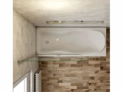 Aica Mampara de bañera abatible 2 hojas cristal antical 6mm plegable (880-900)x1400mm Transparente Sale