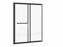 Shower & Design Mampara De Bañera|Mampara de bañera corredera negro mate con toallero - 100x140 cm - WAIMEA