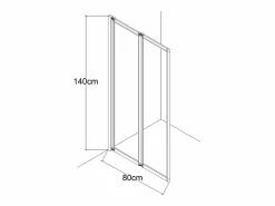 Shower & Design Mampara De Bañera|Mampara de bañera plegable de metal mate estilo taller - 80 x 140 cm - DISTRITO