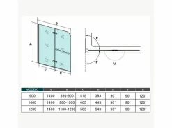 Mampara de bañera plegable-cristal antical 6mm con un toallero 300mm-(880-900)x1400mm^Aica Online
