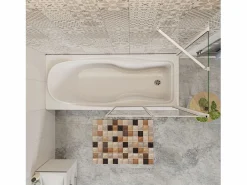 Aica Mampara de bañera plegable-vidrio 4mm con perfil gris mate-2 hojas+panel lateral 700mm-(899-909)x(672-699)x1400mm Transparente Discount