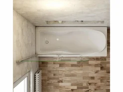 Aica Mampara de bañera plegable-cristal antical 6mm con un toallero 300mm-(980-1000)x1400mm Transparente Best