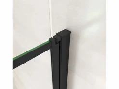 Aica Mampara De Bañera|Mampara de bañera serigrafiada de líneas verticales negras Perfil Negro Mate Cristal Templado 4mm Tamaño:(680-700)x1400mm-