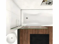 Aica Mampara De Bañera|Mampara de bañera-cristal templado 5mm con 2 repisas y un toallero 400mm-(1195-1200)x1400mm