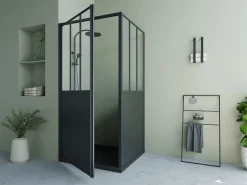 Mampara de ducha con puerta pivotante mate - 80 x 80 x 195 cm - URBANIK^Shower & Design New