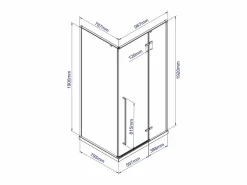 Vente-unique Mampara De Ducha|Mampara de ducha con puerta de vidrio ahumado - L100 x l80 x H190 cm - mate - TERMANIO