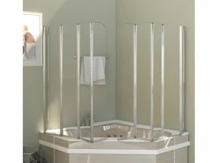 Mampara de ducha de vidrio templado transparente 120x140 cm ES313028^ New