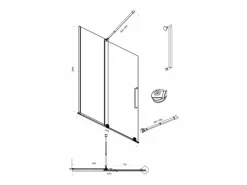 Shower & Design Mampara de ducha estilo industrial en mate, 140 x 200 cm, cristal templado YOREM Negro Clearance