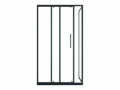 Mampara de ducha fija con puerta corredera mate, 140 x 80 x 195 cm, TORONI^Shower & Design Hot