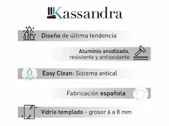 KASSANDRA Mampara de ducha frontal + Puerta Corredera 100 cm LUNA con Cristal serigrafiado Transparente Discount
