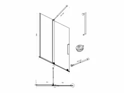 Shower & Design Mampara de ducha italiana mate estilo industrial, 120 x 200 cm, cristal templado YOREM Negro New