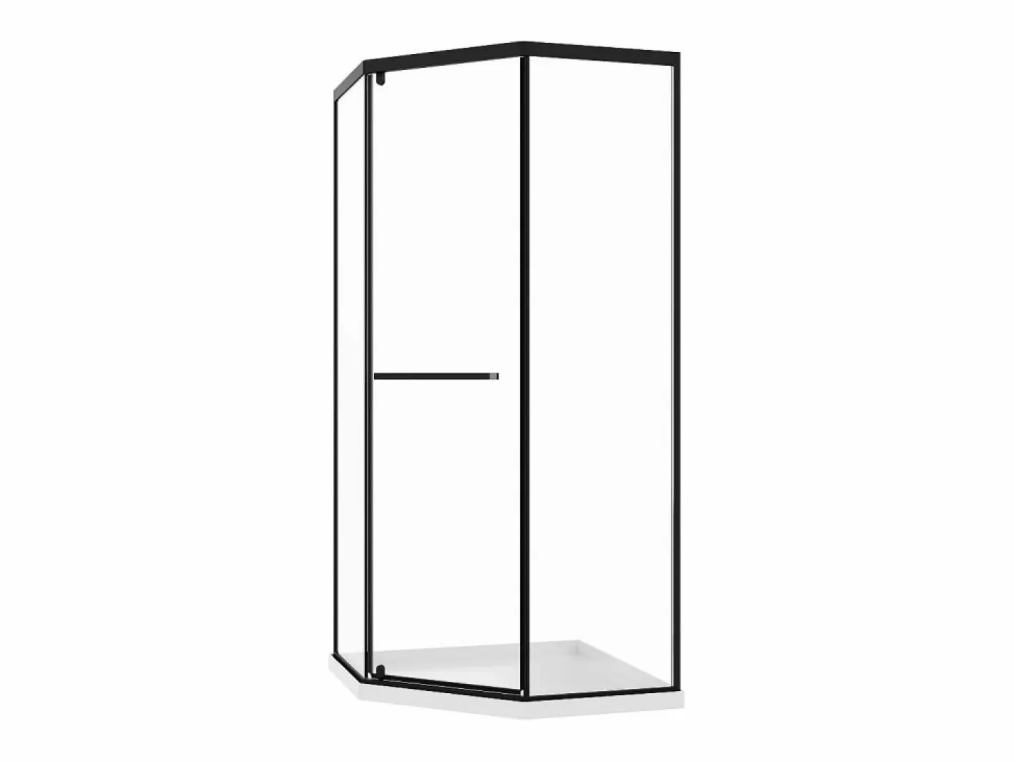 Mampara de ducha pentagonal con plato, mate, 90 x 90 x 195 cm CRISTELIO^Shower & Design