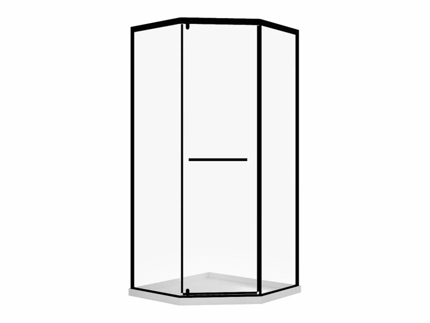 Shower & Design Mampara de ducha pentagonal con plato, mate, 80 x 80 x 195 cm CRISTELIO Negro Clearance