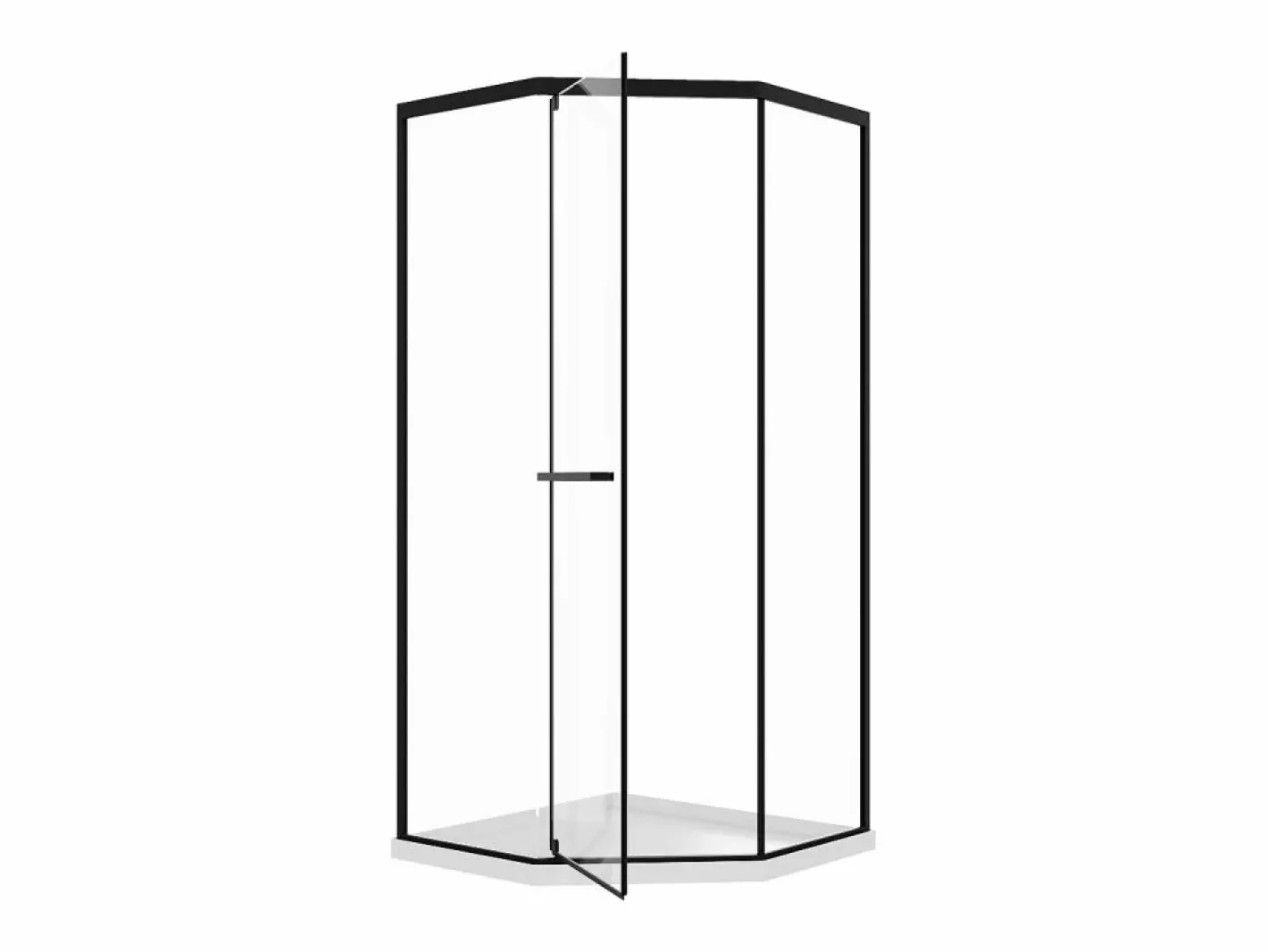 Shower & Design Mampara de ducha pentagonal con plato, mate, 80 x 80 x 195 cm CRISTELIO Negro Clearance