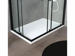 Mampara de ducha rectangular "Cielo" de cristal transparente con perfil negro mate cm 80x120 190h^ Best