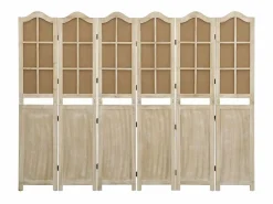 Mampara divisoria 6 paneles Marrón 214x165 cm Tela^ Outlet